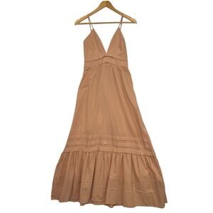 Pampelone Maxi Sun Dress Womens Small Tan Boho Sundress Beach Resort Vacation